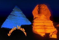 Giza Sphinx And Pyramids Illuminated 