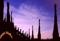 Milan Duomo Cathedral Spikes At Dusk