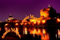 Rome The Tiber River At Night