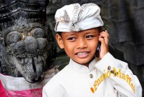 Bali Hindu Kid On The Phone